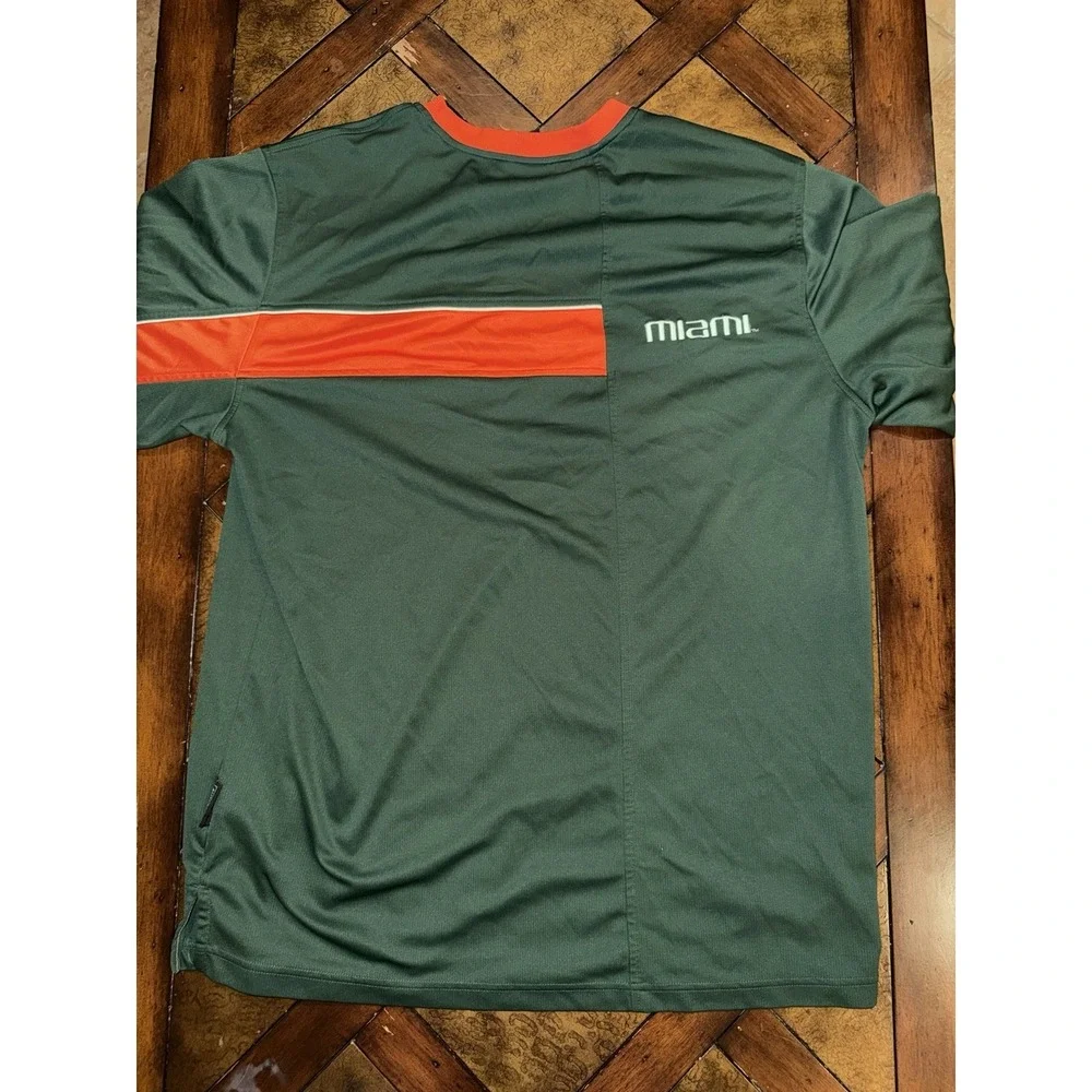 Vintage Nike Men's Miami Hurricanes Green‎ and Orange Pullover Size XL